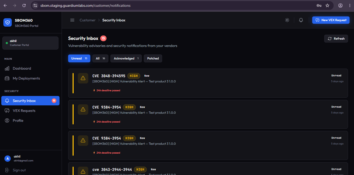 Security Inbox — screenshot