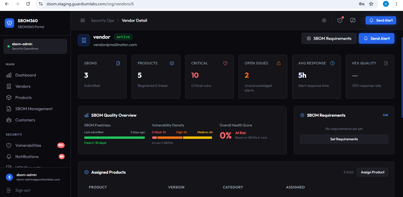 Vendor Management — screenshot