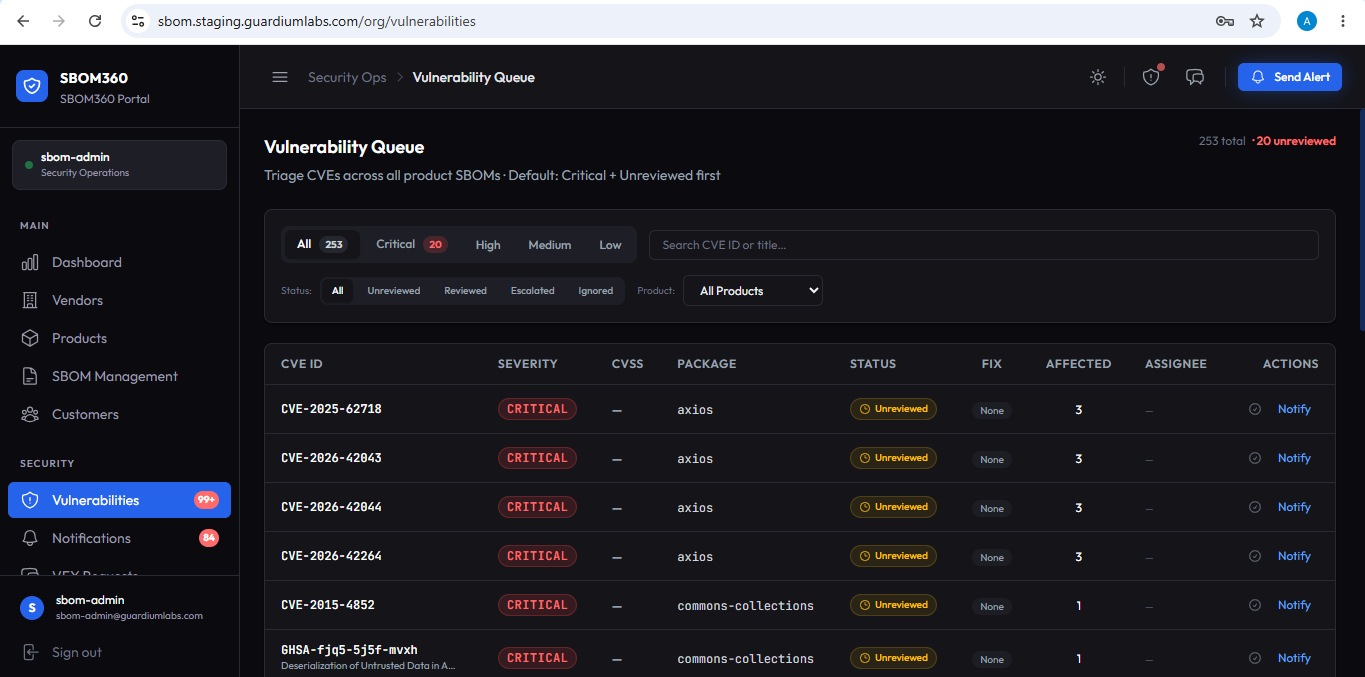 Vulnerability Queue and Triage — screenshot